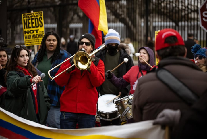 Venezuelan musicians perform during protests