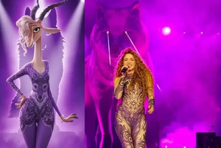 Shakira singing Zoo on glowing stage