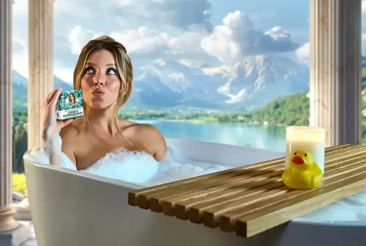 Sydney Sweeney in bathtub Soap bar Ad